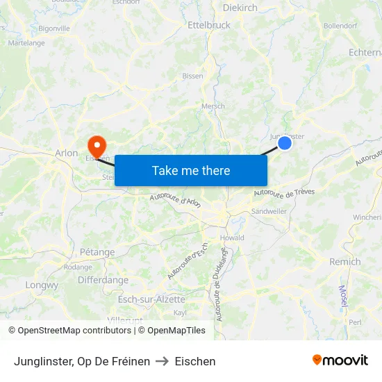 Junglinster, Op De Fréinen to Eischen map