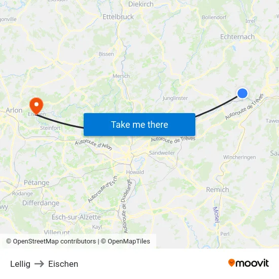 Lellig to Eischen map