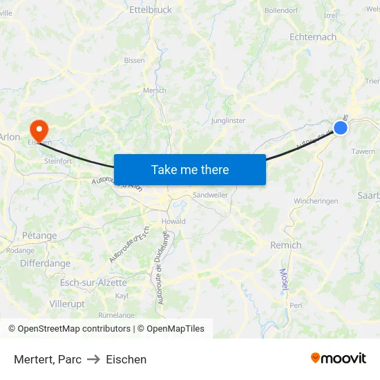 Mertert, Parc to Eischen map