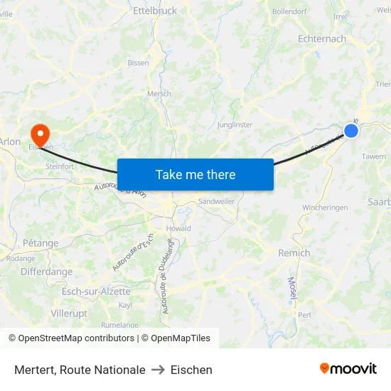 Mertert, Route Nationale to Eischen map