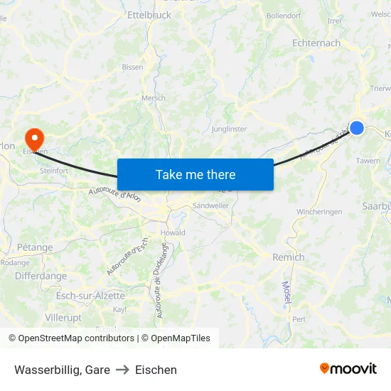 Wasserbillig, Gare to Eischen map