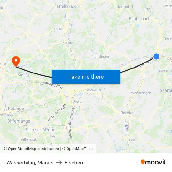 Wasserbillig, Marais to Eischen map