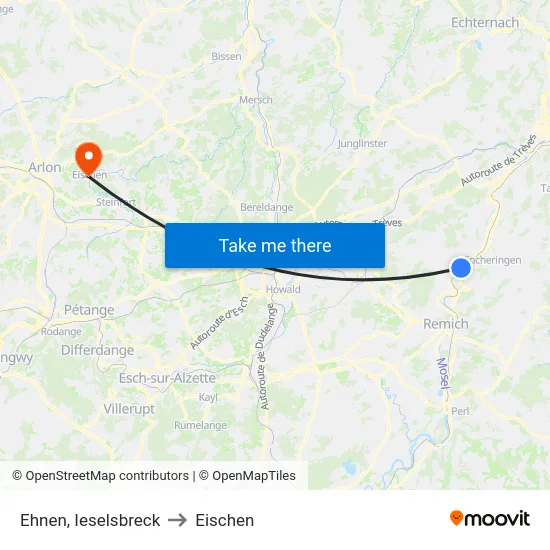 Ehnen, Ieselsbreck to Eischen map