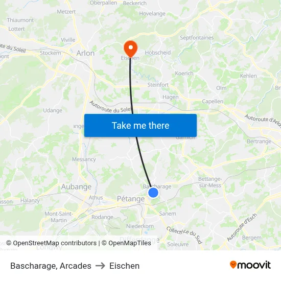Bascharage, Arcades to Eischen map