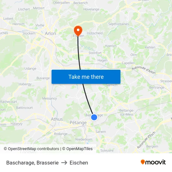 Bascharage, Brasserie to Eischen map