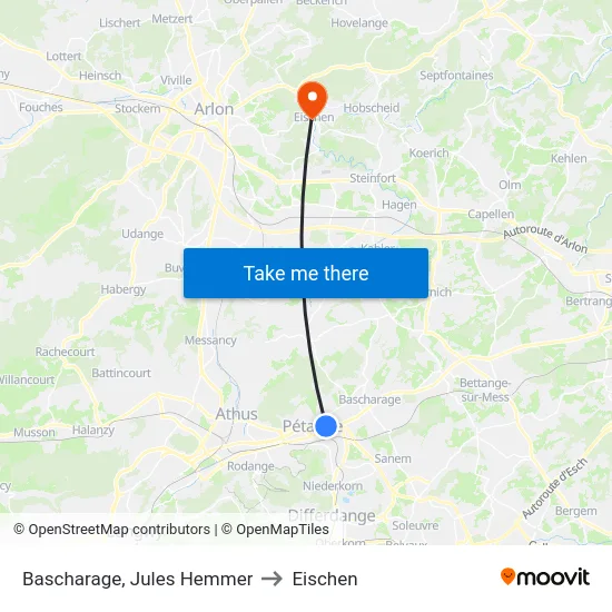 Bascharage, Jules Hemmer to Eischen map