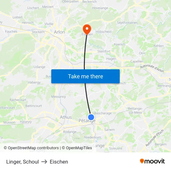 Linger, Schoul to Eischen map