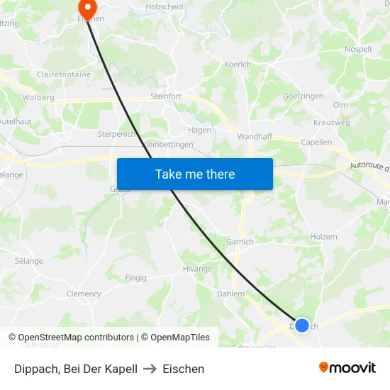 Dippach, Bei Der Kapell to Eischen map