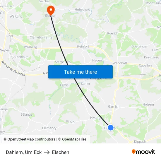 Dahlem, Um Eck to Eischen map