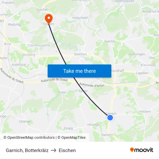 Garnich, Botterkräiz to Eischen map