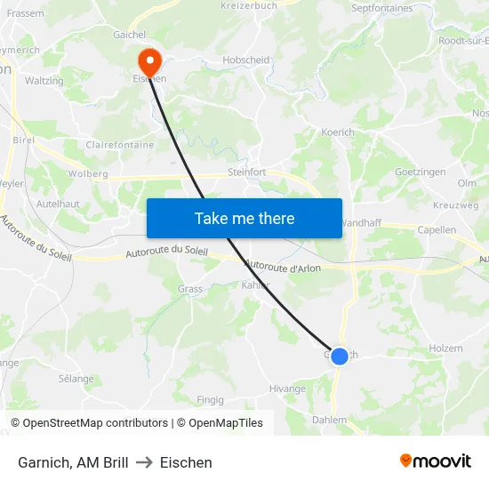 Garnich, AM Brill to Eischen map