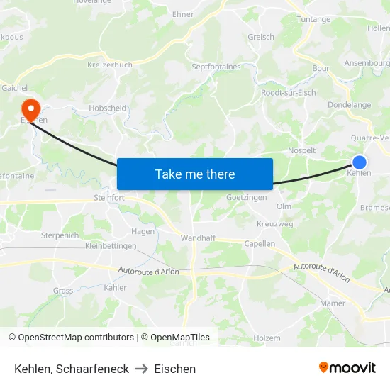 Kehlen, Schaarfeneck to Eischen map