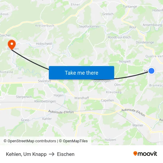 Kehlen, Um Knapp to Eischen map