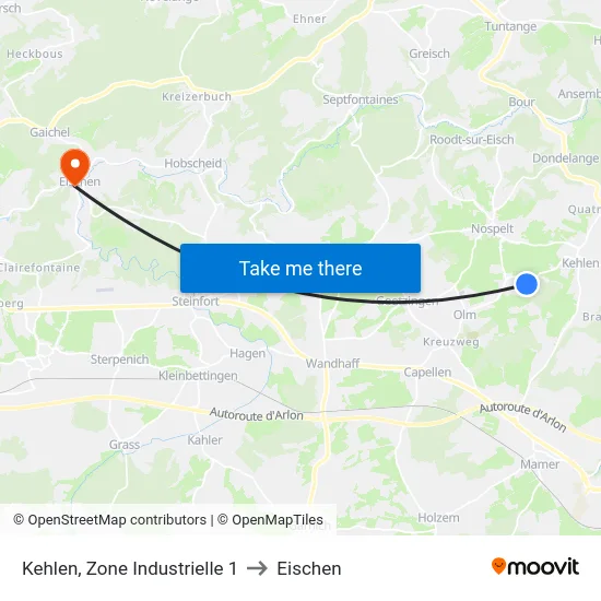 Kehlen, Zone Industrielle 1 to Eischen map