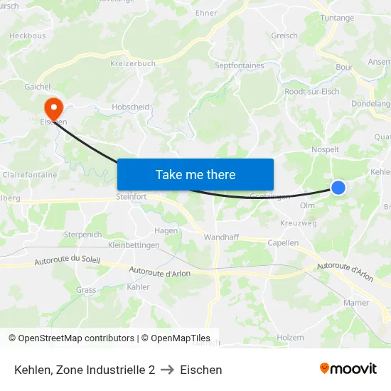 Kehlen, Zone Industrielle 2 to Eischen map