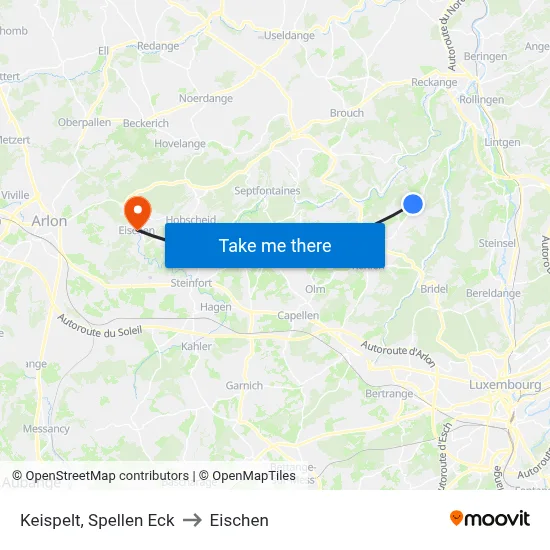 Keispelt, Spellen Eck to Eischen map