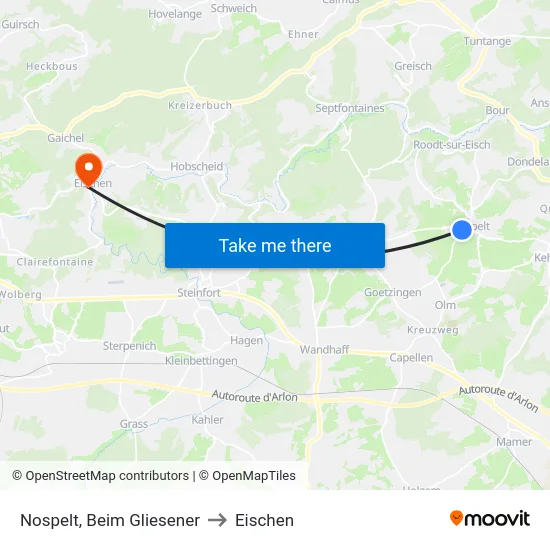 Nospelt, Beim Gliesener to Eischen map