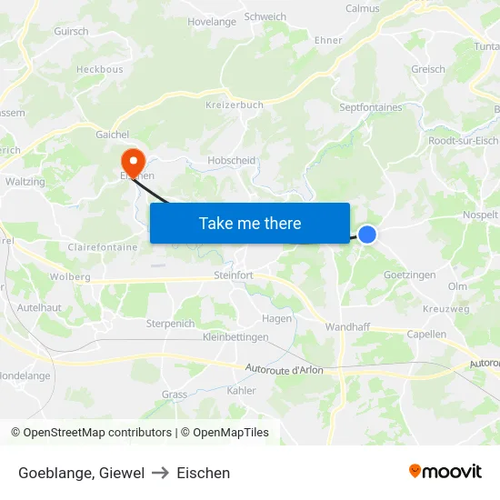 Goeblange, Giewel to Eischen map