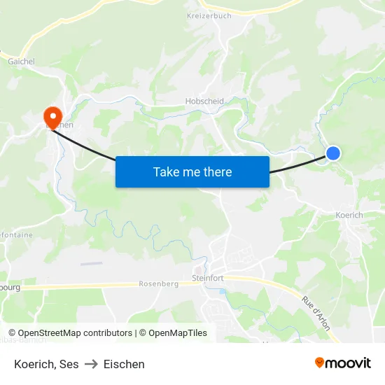 Koerich, Ses to Eischen map