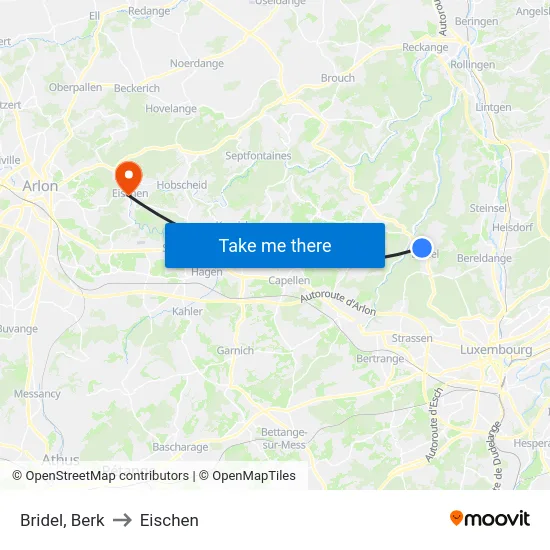 Bridel, Berk to Eischen map