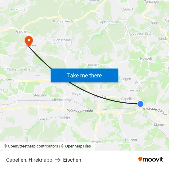 Capellen, Hireknapp to Eischen map