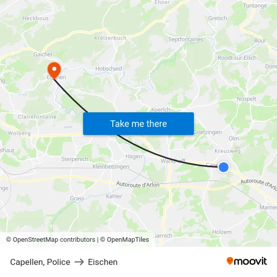 Capellen, Police to Eischen map