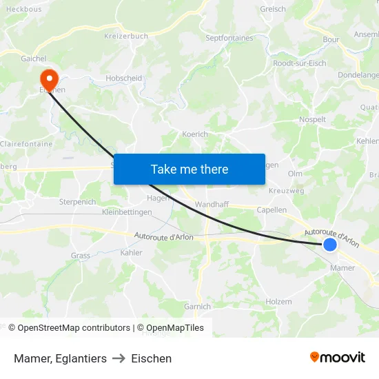 Mamer, Eglantiers to Eischen map