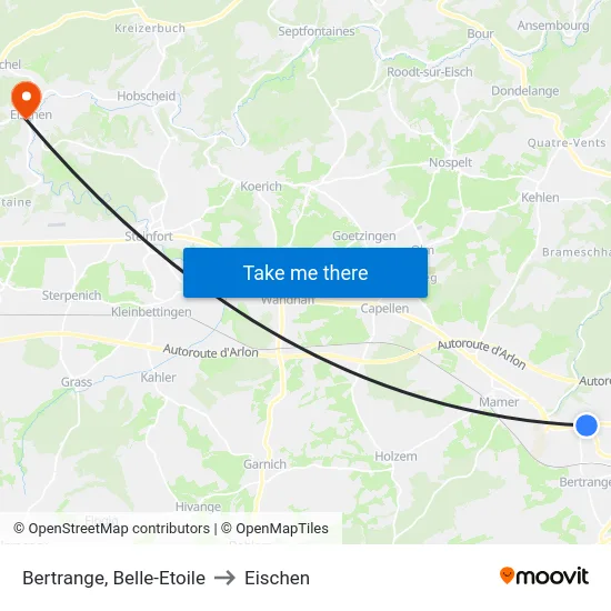 Bertrange, Belle-Etoile to Eischen map
