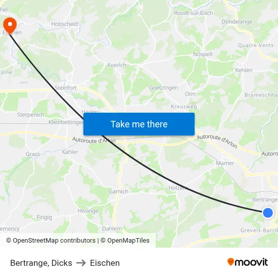 Bertrange, Dicks to Eischen map