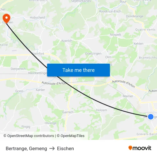Bertrange, Gemeng to Eischen map