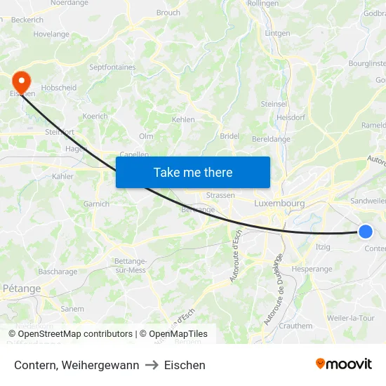 Contern, Weihergewann to Eischen map