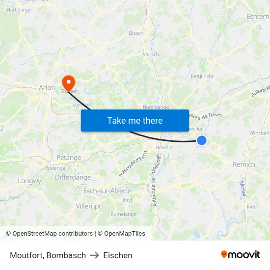 Moutfort, Bombasch to Eischen map