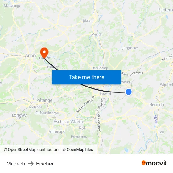 Milbech to Eischen map