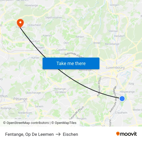 Fentange, Op De Leemen to Eischen map