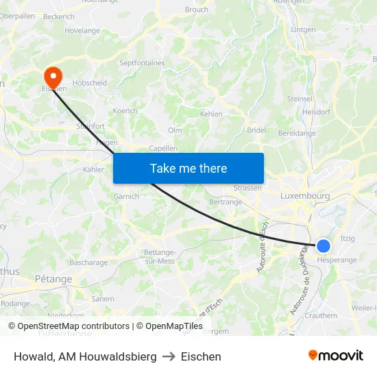 Howald, AM Houwaldsbierg to Eischen map