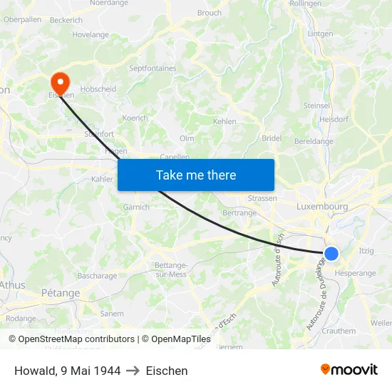 Howald, 9 Mai 1944 to Eischen map