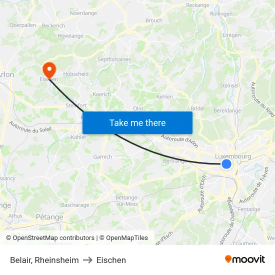 Belair, Rheinsheim to Eischen map