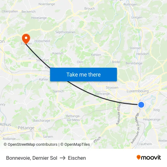 Bonnevoie, Dernier Sol to Eischen map