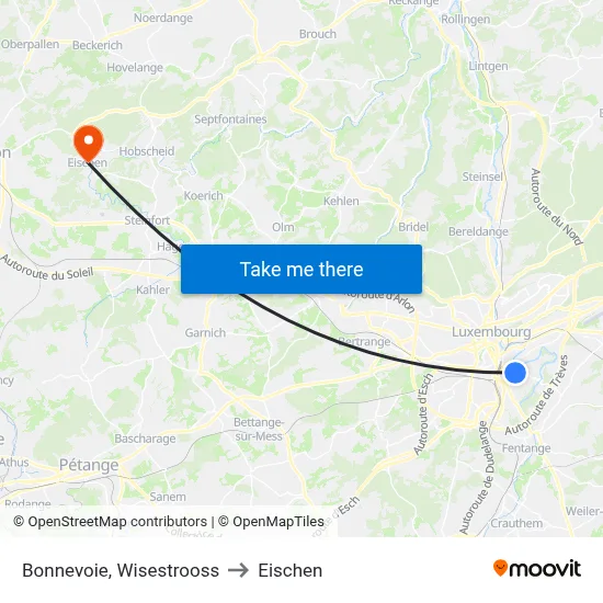 Bonnevoie, Wisestrooss to Eischen map