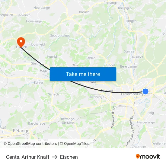 Cents, Arthur Knaff to Eischen map