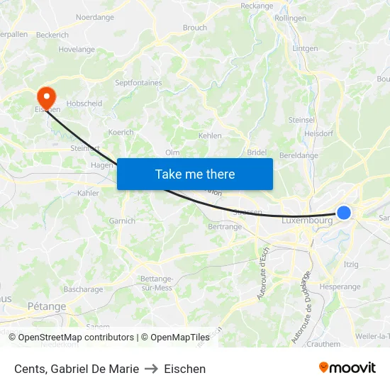 Cents, Gabriel De Marie to Eischen map