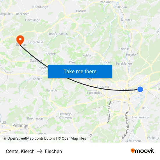Cents, Kierch to Eischen map