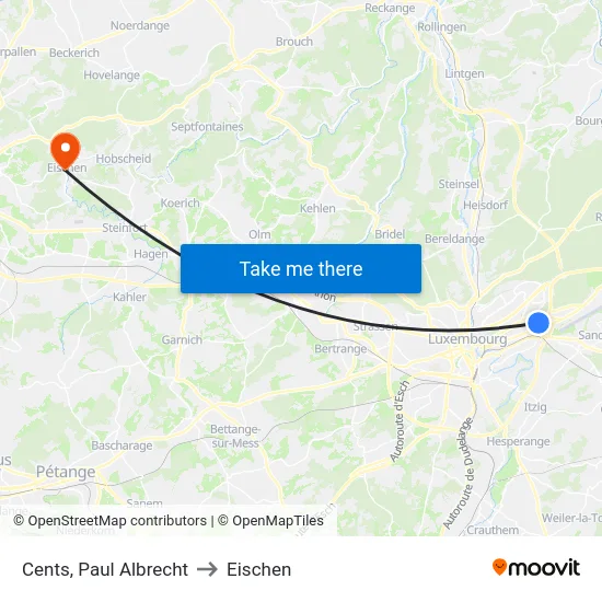 Cents, Paul Albrecht to Eischen map
