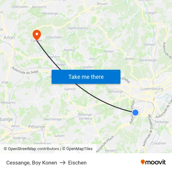 Cessange, Boy Konen to Eischen map