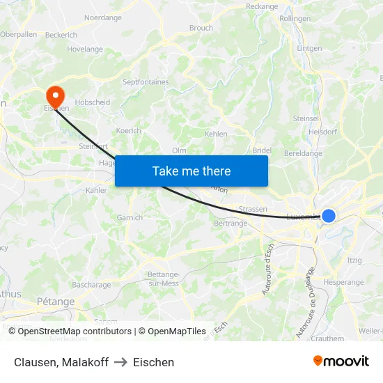 Clausen, Malakoff to Eischen map