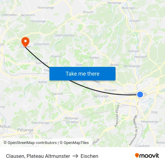 Clausen, Plateau Altmunster to Eischen map