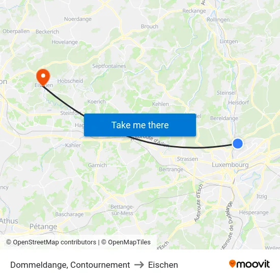 Dommeldange, Contournement to Eischen map