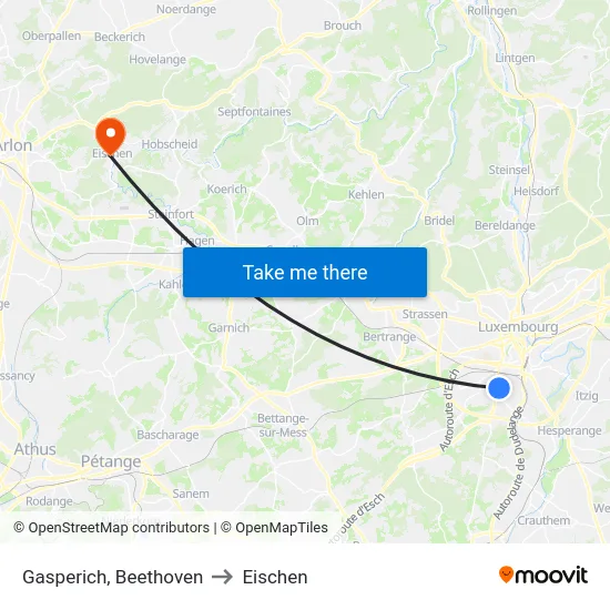 Gasperich, Beethoven to Eischen map