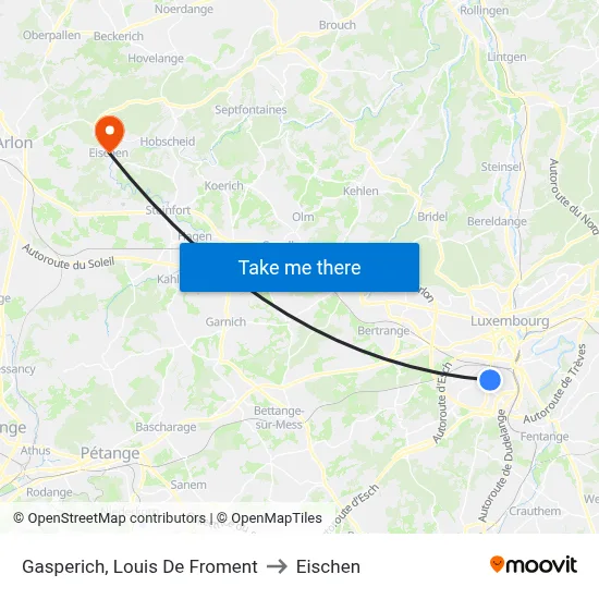 Gasperich, Louis De Froment to Eischen map