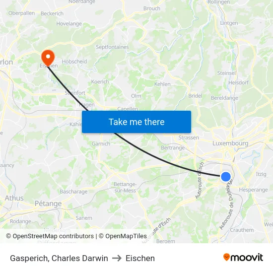 Gasperich, Charles Darwin to Eischen map